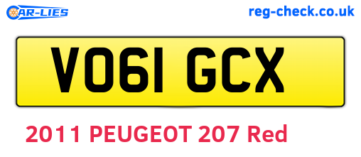 VO61GCX are the vehicle registration plates.