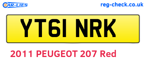 YT61NRK are the vehicle registration plates.