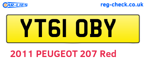 YT61OBY are the vehicle registration plates.