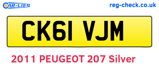 CK61VJM are the vehicle registration plates.