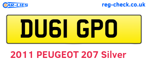 DU61GPO are the vehicle registration plates.