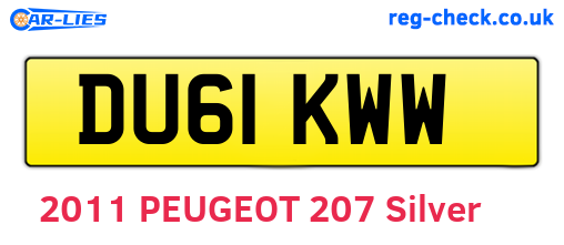 DU61KWW are the vehicle registration plates.