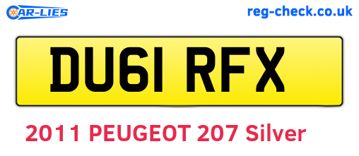 DU61RFX are the vehicle registration plates.