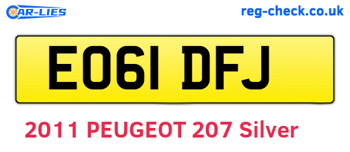 EO61DFJ are the vehicle registration plates.