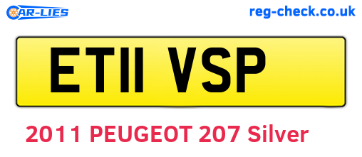 ET11VSP are the vehicle registration plates.