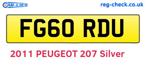 FG60RDU are the vehicle registration plates.