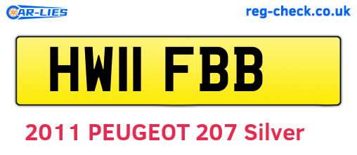 HW11FBB are the vehicle registration plates.