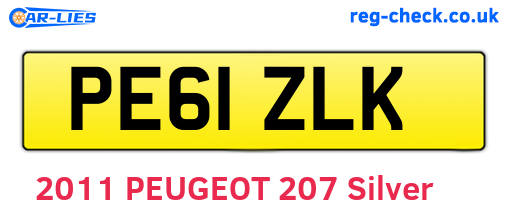 PE61ZLK are the vehicle registration plates.