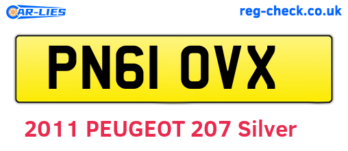 PN61OVX are the vehicle registration plates.