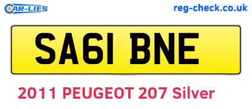 SA61BNE are the vehicle registration plates.