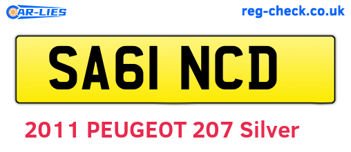 SA61NCD are the vehicle registration plates.