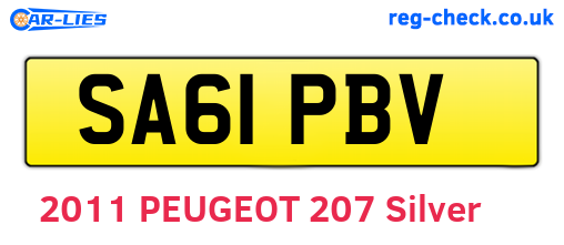 SA61PBV are the vehicle registration plates.