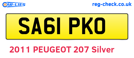 SA61PKO are the vehicle registration plates.