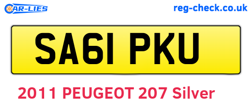 SA61PKU are the vehicle registration plates.