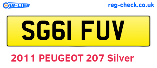 SG61FUV are the vehicle registration plates.