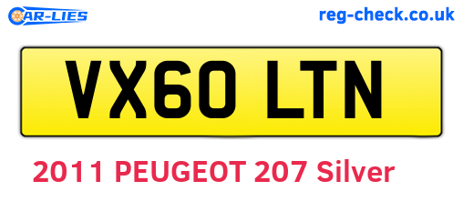 VX60LTN are the vehicle registration plates.