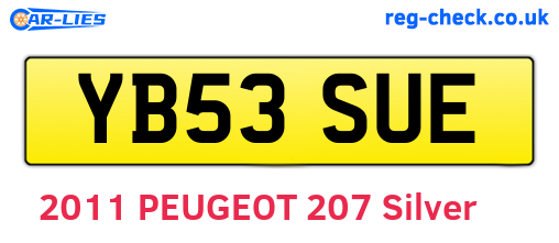 YB53SUE are the vehicle registration plates.