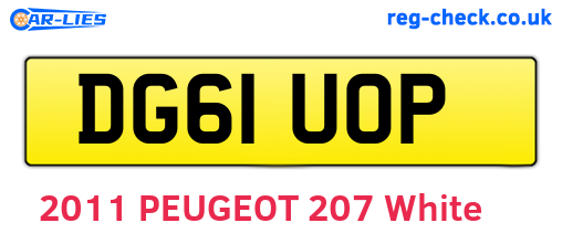 DG61UOP are the vehicle registration plates.