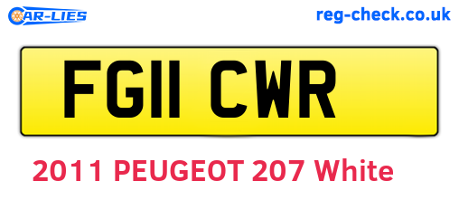 FG11CWR are the vehicle registration plates.