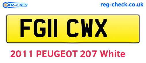 FG11CWX are the vehicle registration plates.