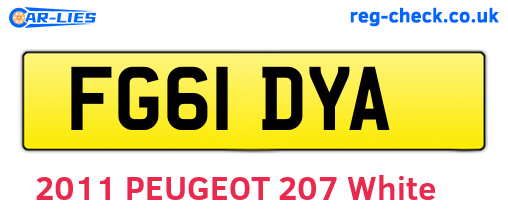 FG61DYA are the vehicle registration plates.