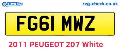 FG61MWZ are the vehicle registration plates.