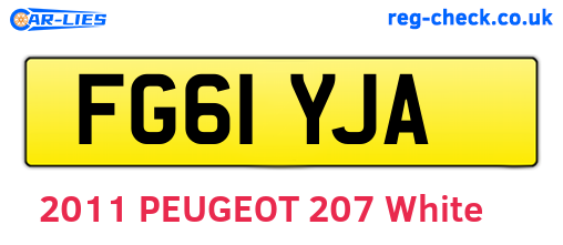 FG61YJA are the vehicle registration plates.