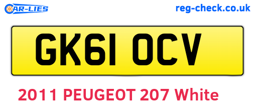 GK61OCV are the vehicle registration plates.