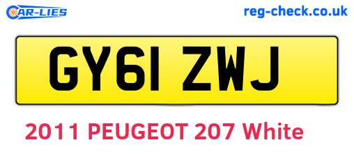 GY61ZWJ are the vehicle registration plates.