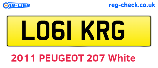 LO61KRG are the vehicle registration plates.