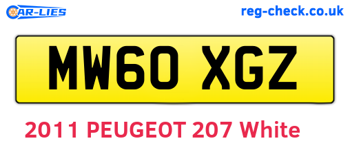 MW60XGZ are the vehicle registration plates.