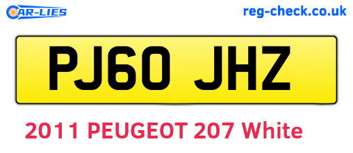 PJ60JHZ are the vehicle registration plates.