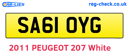 SA61OYG are the vehicle registration plates.