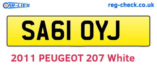 SA61OYJ are the vehicle registration plates.