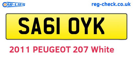 SA61OYK are the vehicle registration plates.