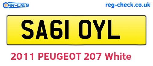 SA61OYL are the vehicle registration plates.