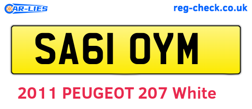 SA61OYM are the vehicle registration plates.