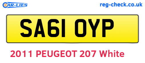 SA61OYP are the vehicle registration plates.