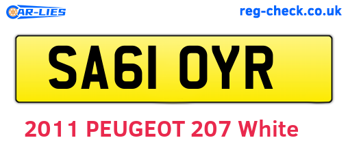 SA61OYR are the vehicle registration plates.