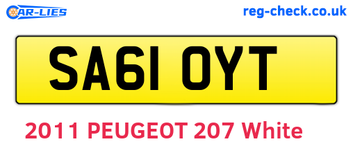 SA61OYT are the vehicle registration plates.