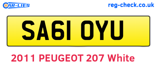 SA61OYU are the vehicle registration plates.