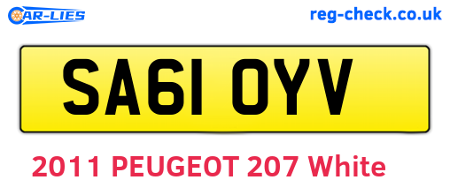 SA61OYV are the vehicle registration plates.