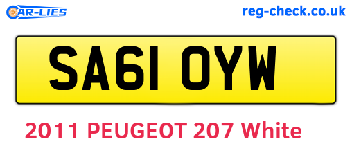 SA61OYW are the vehicle registration plates.