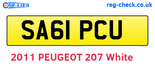 SA61PCU are the vehicle registration plates.