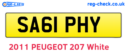 SA61PHY are the vehicle registration plates.