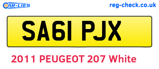 SA61PJX are the vehicle registration plates.