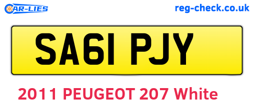 SA61PJY are the vehicle registration plates.