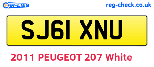 SJ61XNU are the vehicle registration plates.
