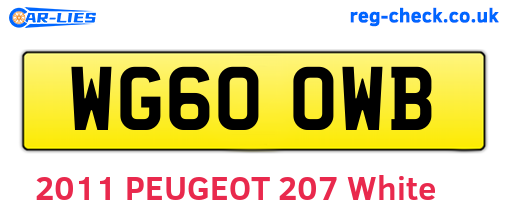 WG60OWB are the vehicle registration plates.