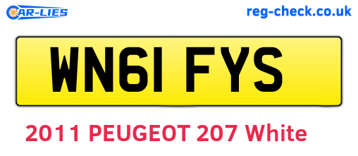 WN61FYS are the vehicle registration plates.